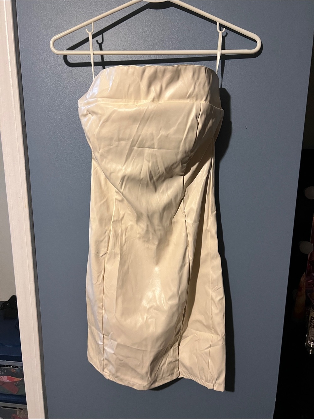 Strapless Cream Satin Cocktail Dress - Unbranded
